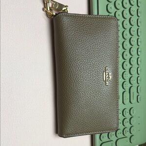 Coach Taupe Leather Wallet with Gold Accents